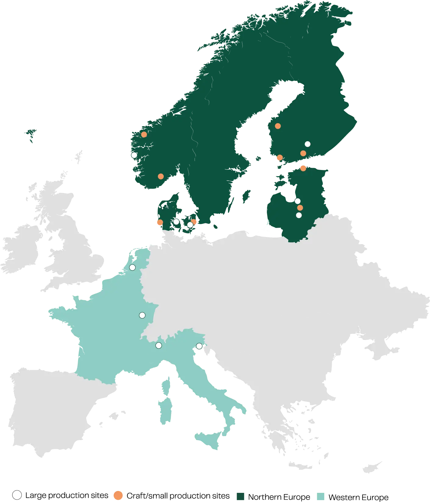 Group Map Frontpage Geographical Presence Royal Unibrew